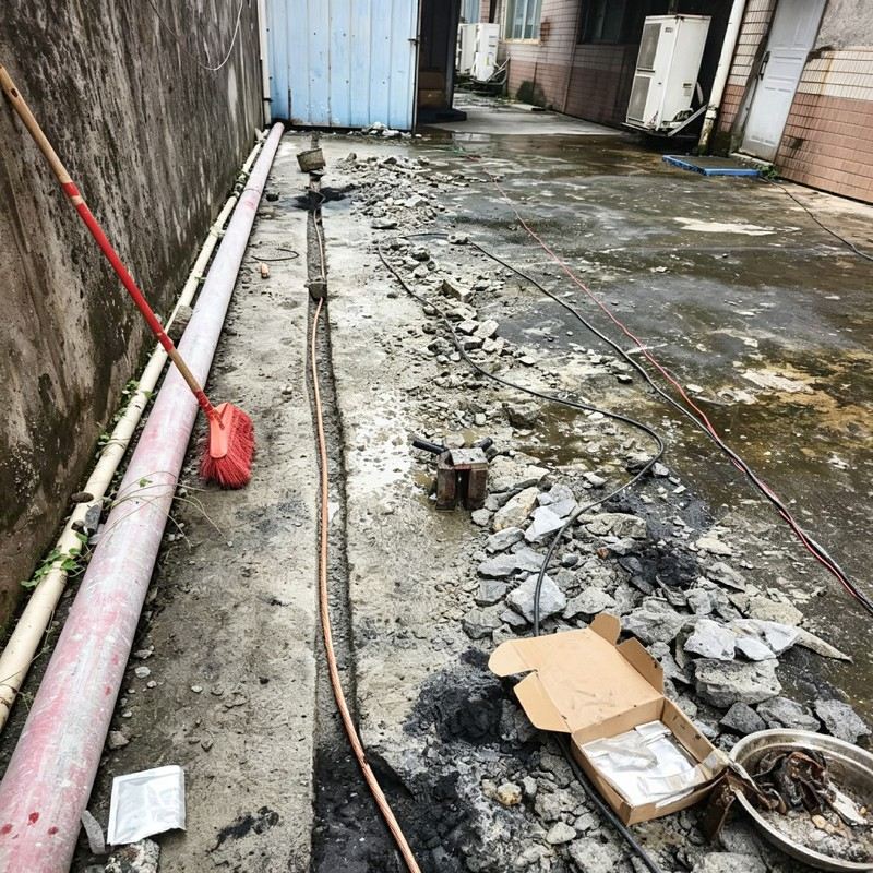 接地沟槽开挖及铜绞线布设现场