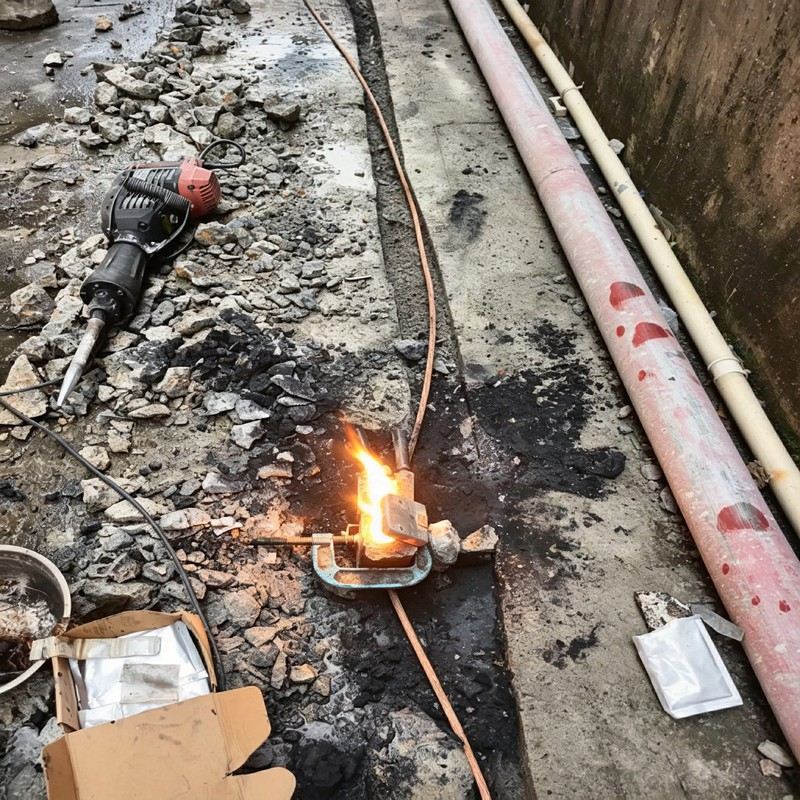 放热焊接模具作业现场