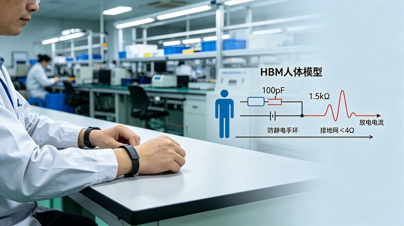 HBM人体模型ESD防护示意图