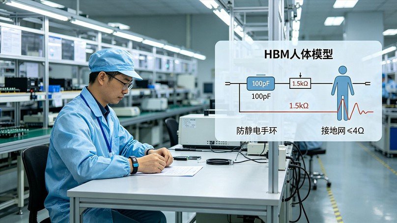 电子车间接地,防静电接地,半导体ESD,ESD静电防护,HBM人体模型