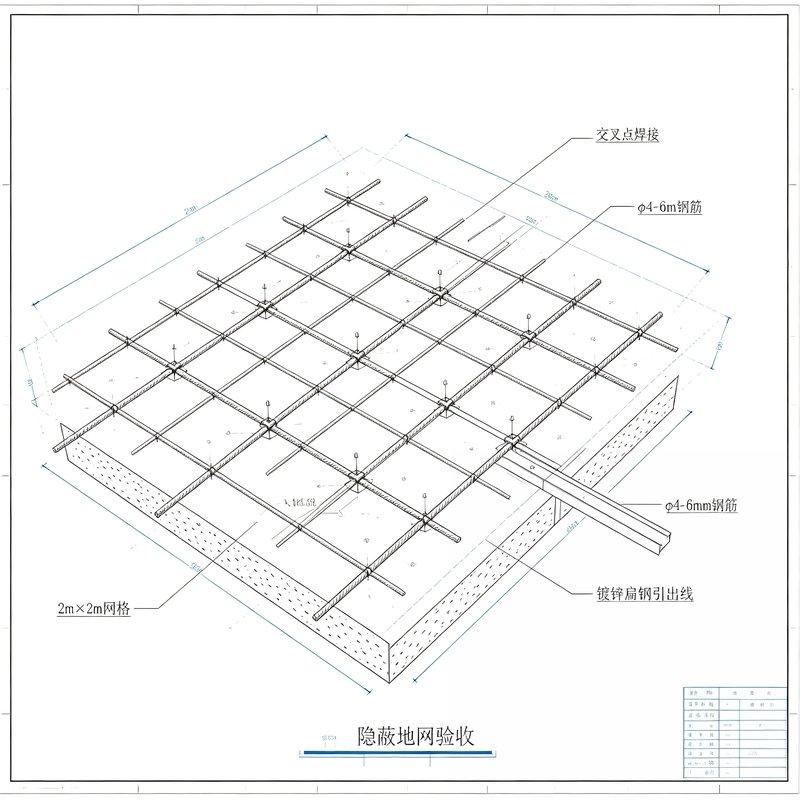 钢筋导静电地网2m×2m网格焊接示意图