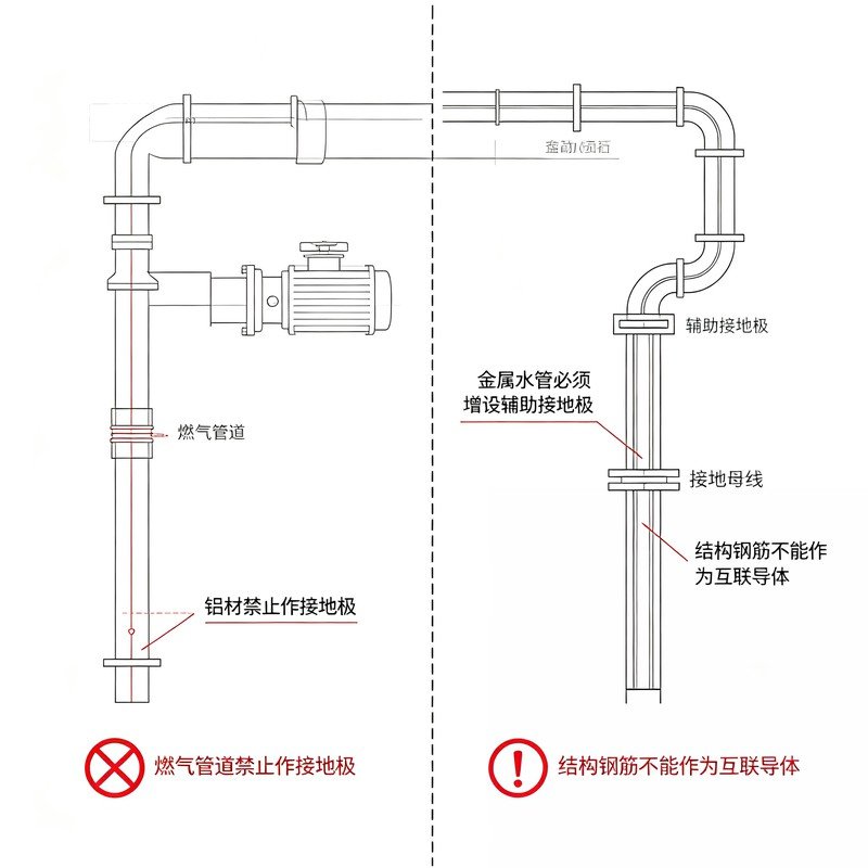 高压接地材料合规 / 禁用对比警示图