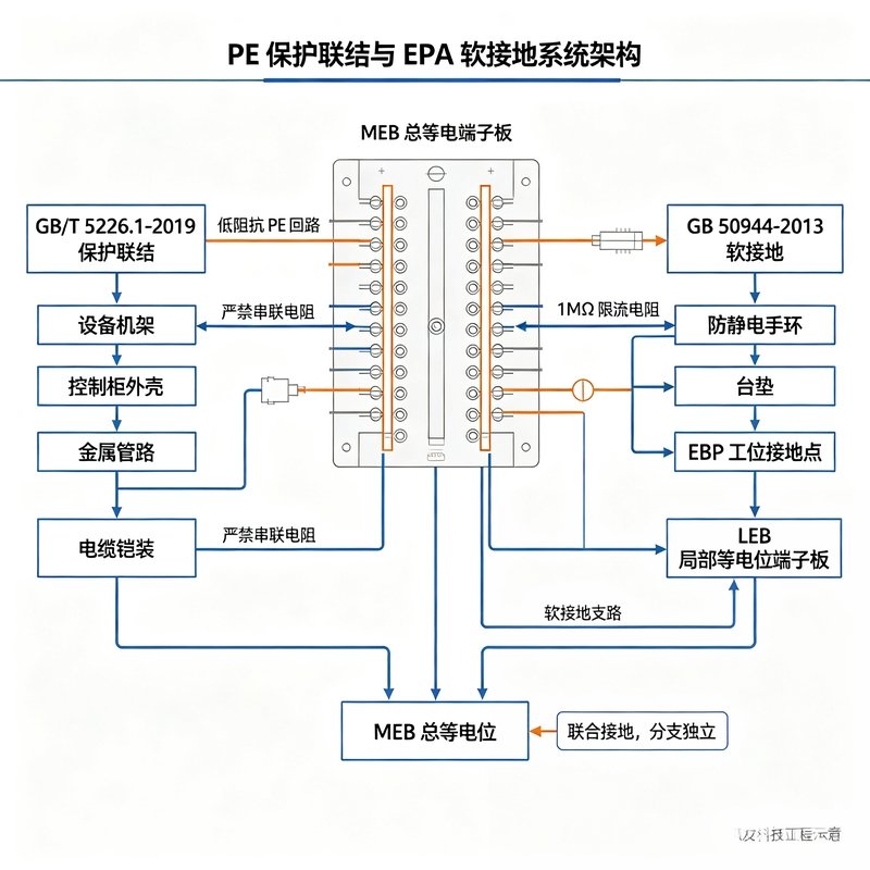 PE 保护联结与 EPA 软接地系统架构