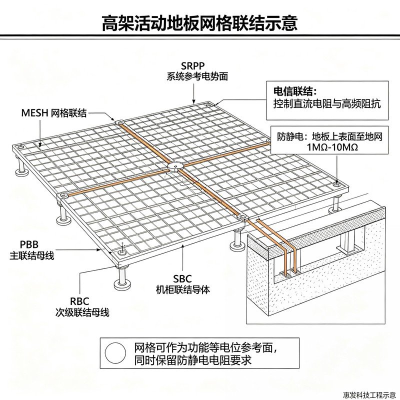 高架活动地板网格联结示意