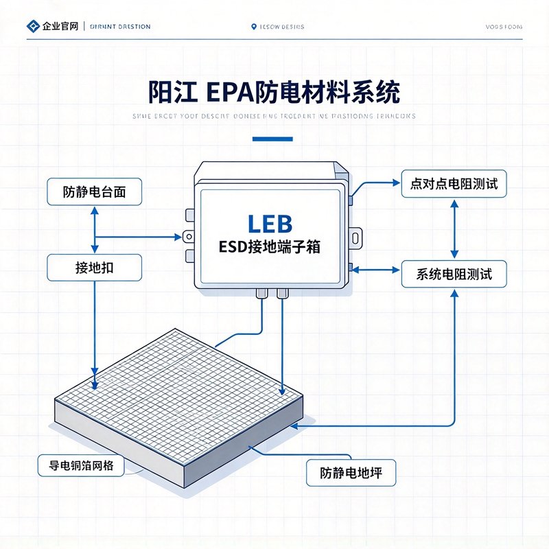 医疗传感器车间 EPA 分区与 LEBESD 接地总线蓝图示意图