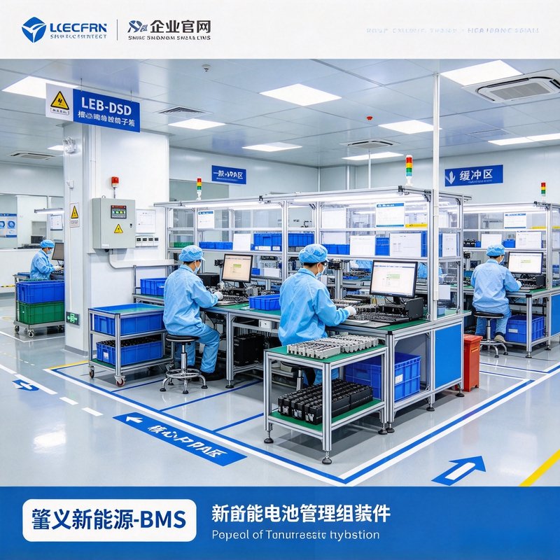 肇庆 BMS 测试车间 EPA 工位实景，电池管理测试设备、防静电警示标识、LEBESD 接地端子箱