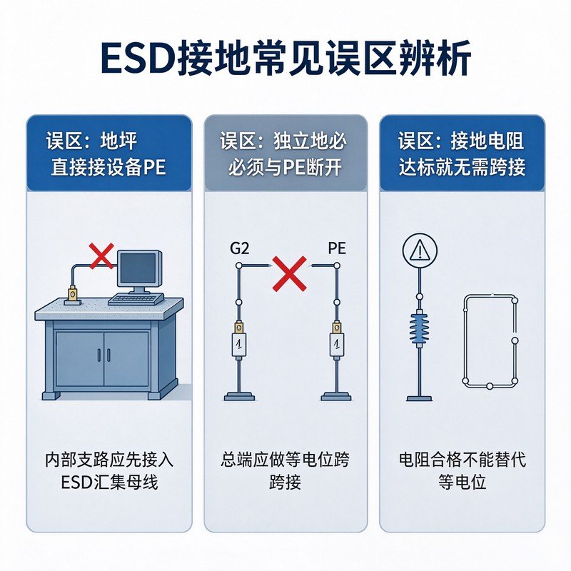 ESD接地布线对比，菊花链串联与星形并联拓扑对比图
