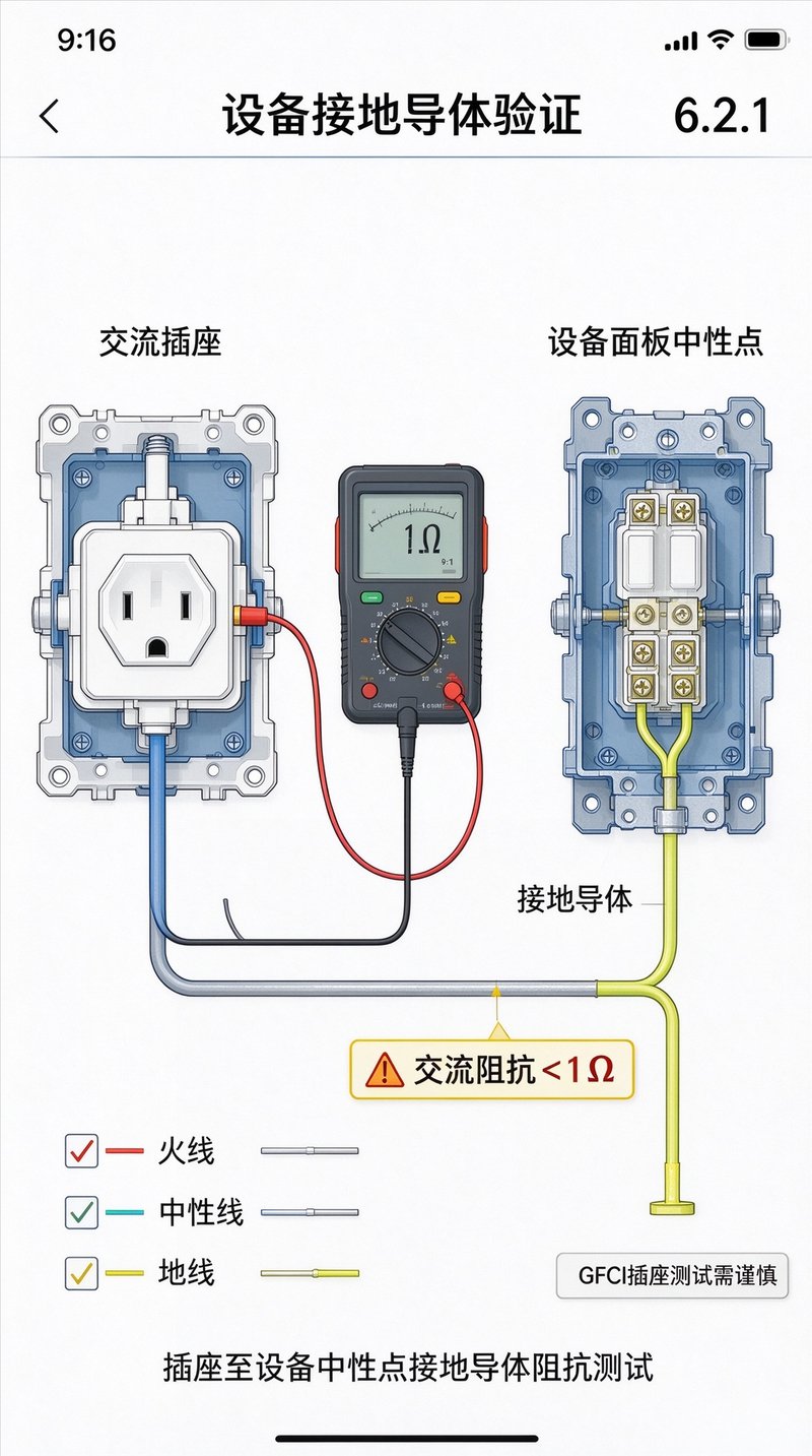 双接地系统（交流接地 + ESD 辅助接地）电阻测试点位图