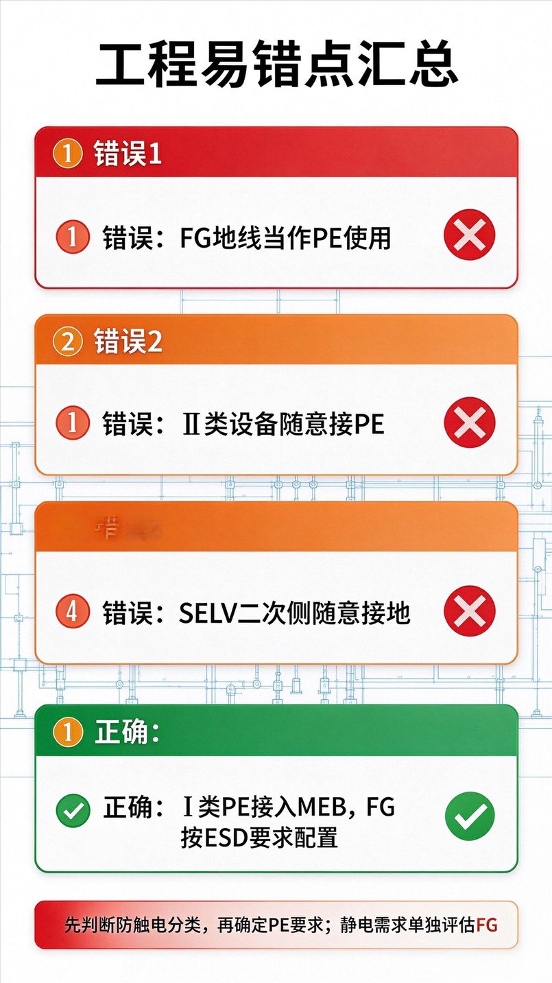 电气设备接地工程常见错误汇总示意